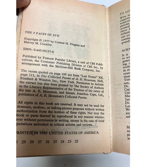 The 3 Faces of Eve 1957 Book Harcover Perma-bound Ex-Libras Vintage Psychology - Picture 10 of 11
